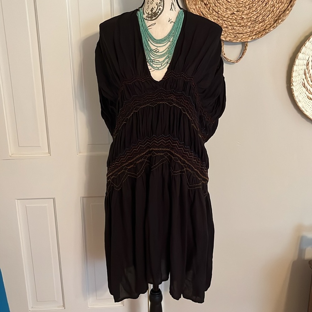 Free People Love on the Run Black Dress EUC